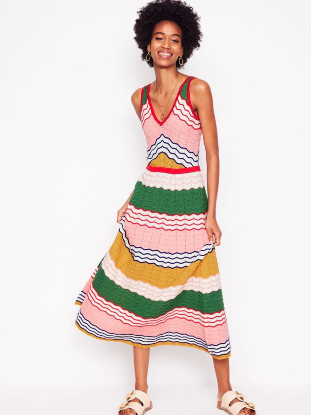 Boden V-Neck Maxi Knitted 100% Cotton Dress